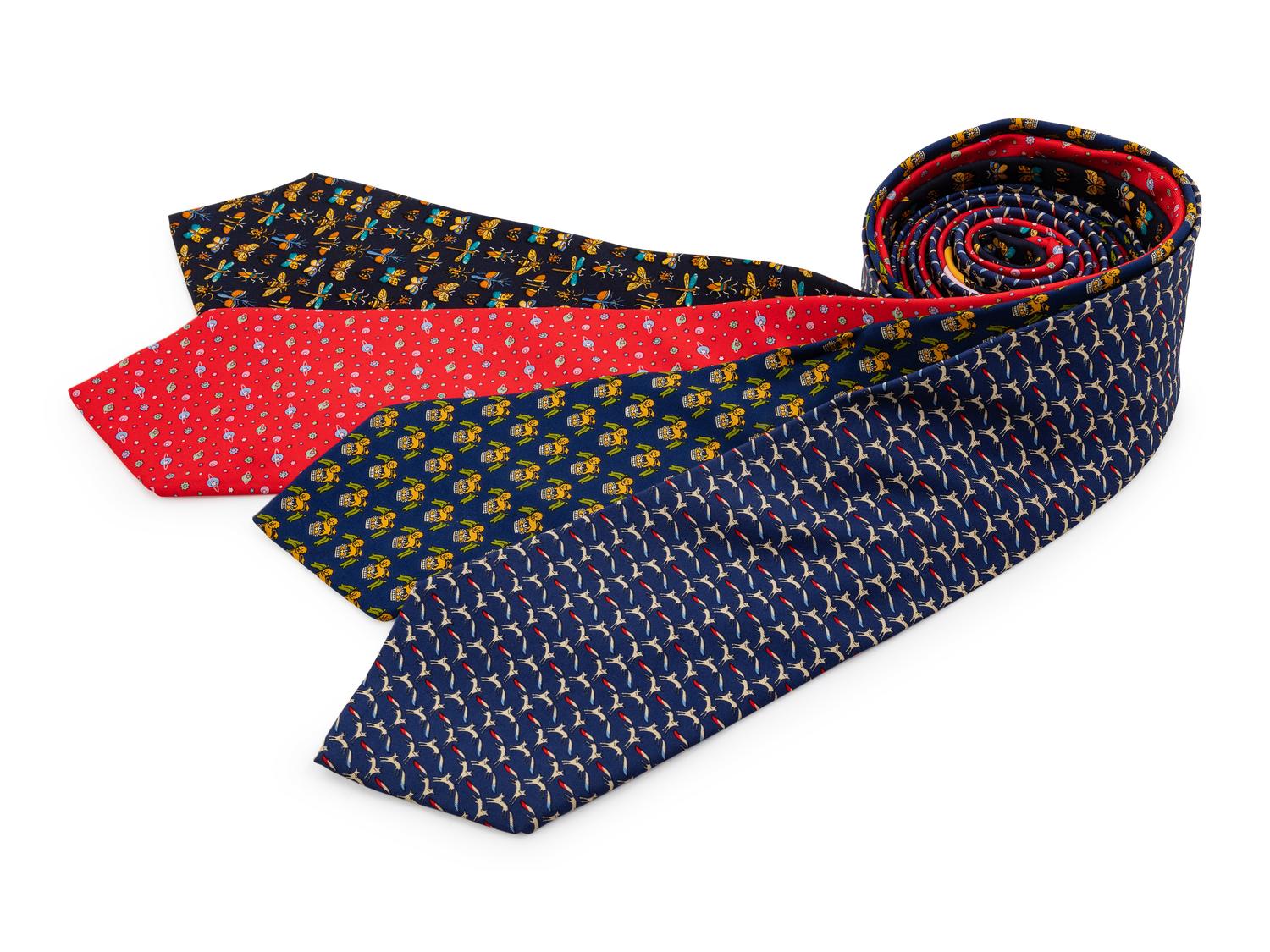 Four Salvatore Ferragamo Silk Ties,