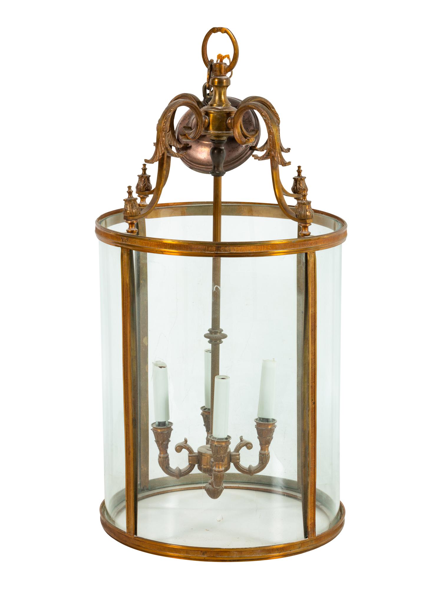 A Continental Brass Hall Lantern