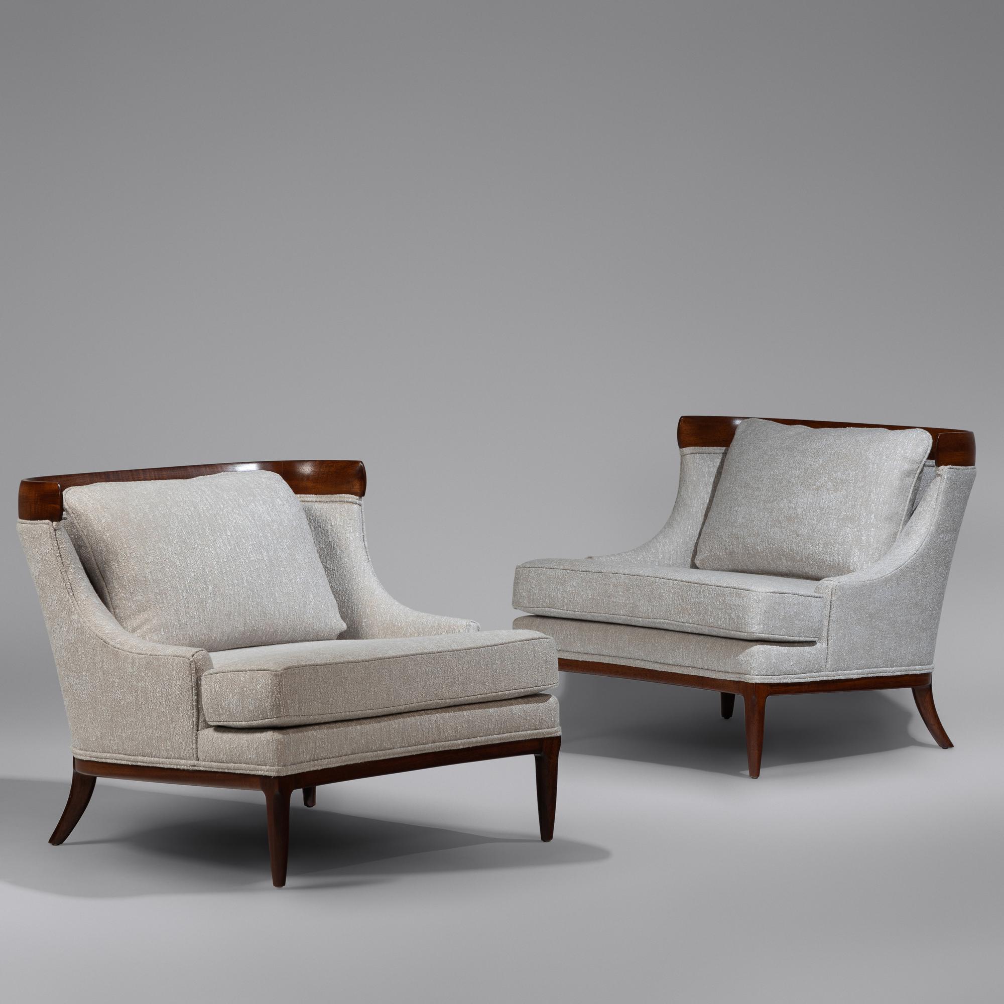 Tomlinson Sophisticate lounge chairs, pair