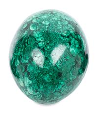 A Pair of Malachite Veneered Vases and a Malachite Egg