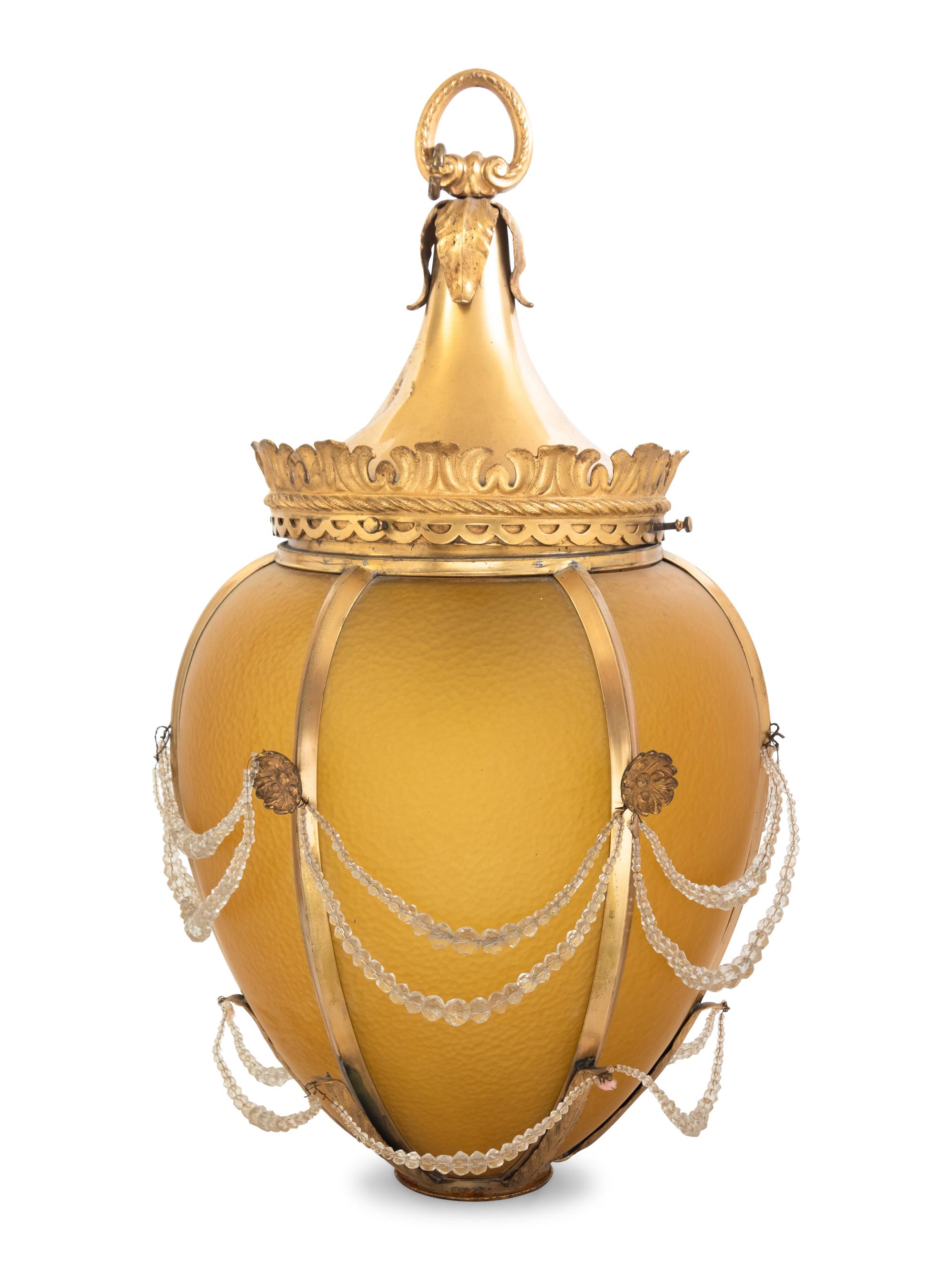 A Neoclassical Gilt Metal and Glass Lantern