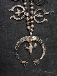 Navajo Sandcast Silver Squash Blossom Necklace