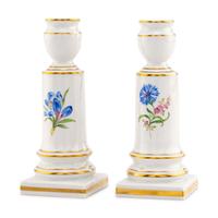 A Pair of Meissen Porcelain Candlesticks