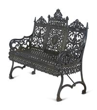Three Painted Cast Iron Garden Benches