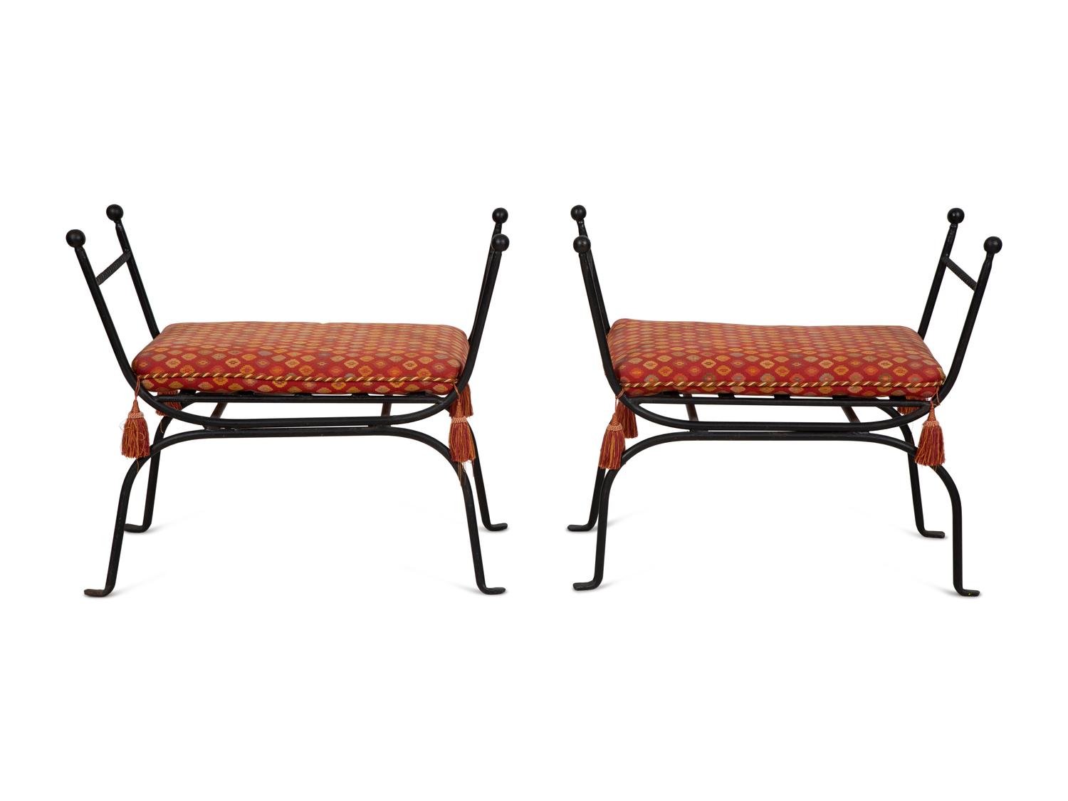 A Pair of Wrought Iron Benches