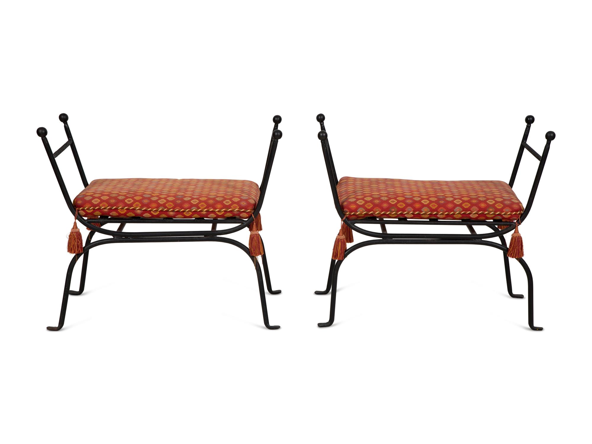 A Pair of Wrought Iron Benches