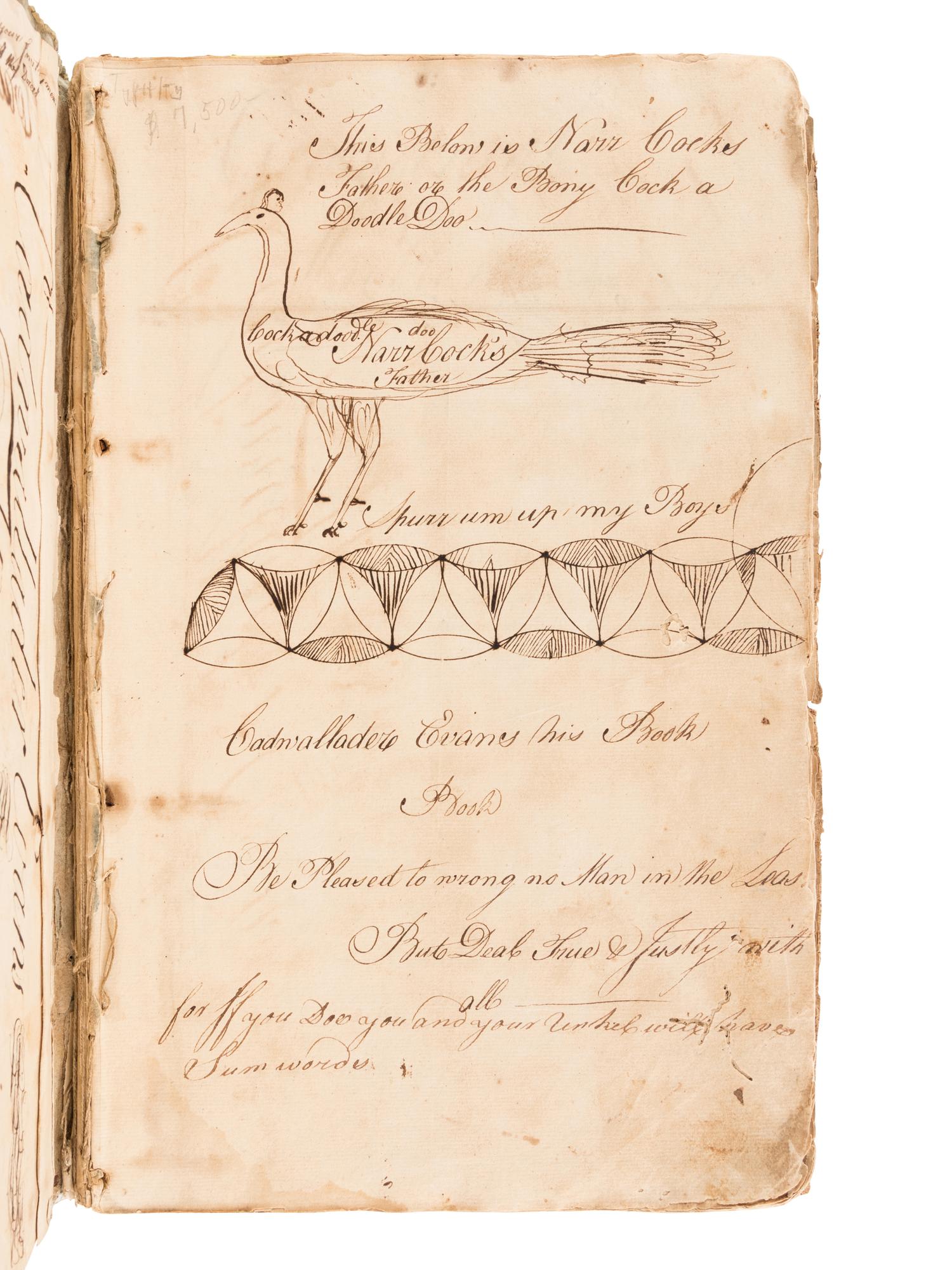 [MANUSCRIPT - CIPHERING]. EVANS, Cadwallader. Ciphering Book of a Colonial Schoolboy. [Philadelphia], 6 April-26 July 1763.