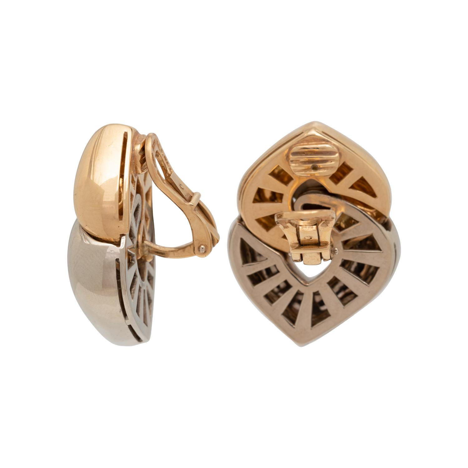 BVLGARI, BICOLOR GOLD 'DOPPIO CUORE' EARCLIPS