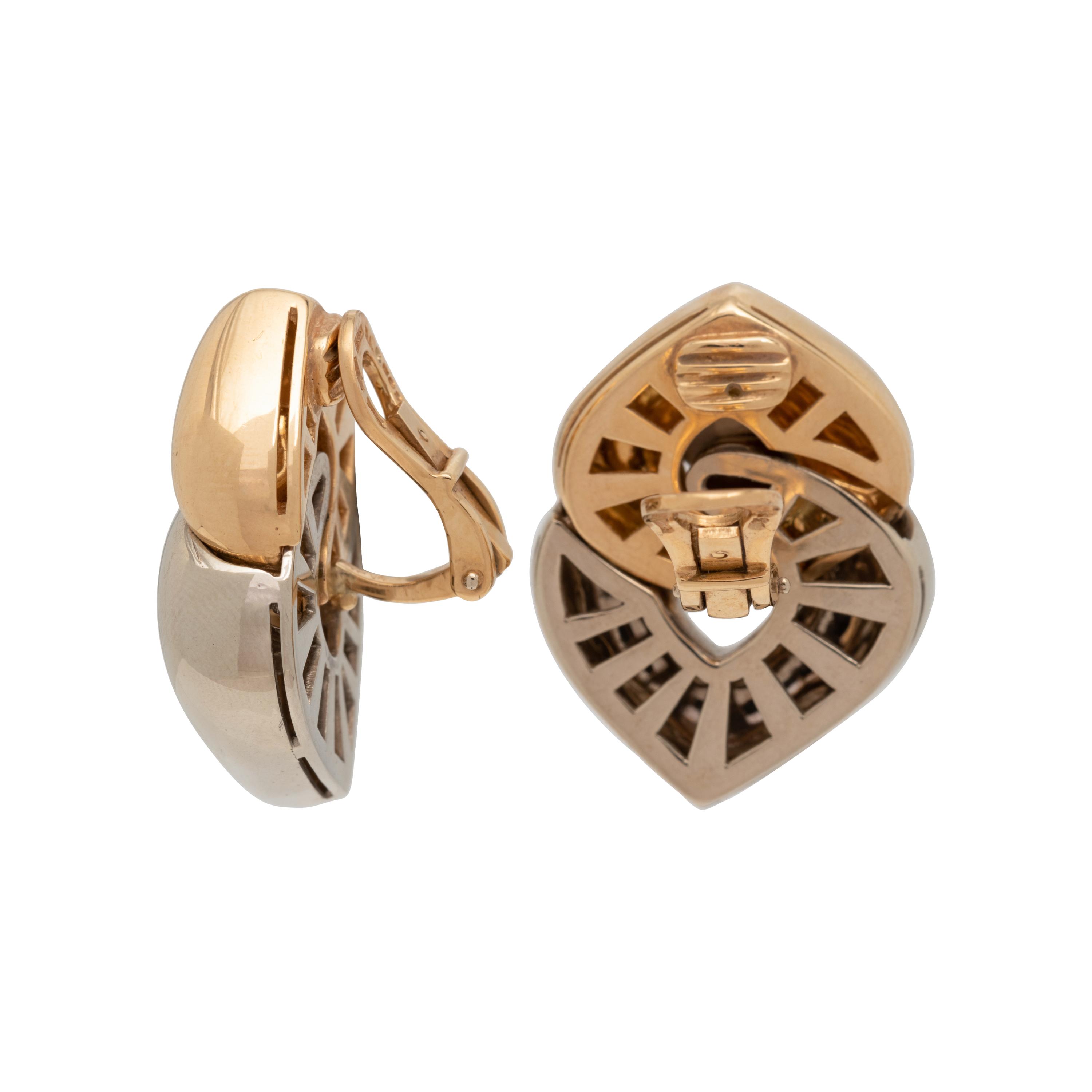 BVLGARI, BICOLOR GOLD 'DOPPIO CUORE' EARCLIPS