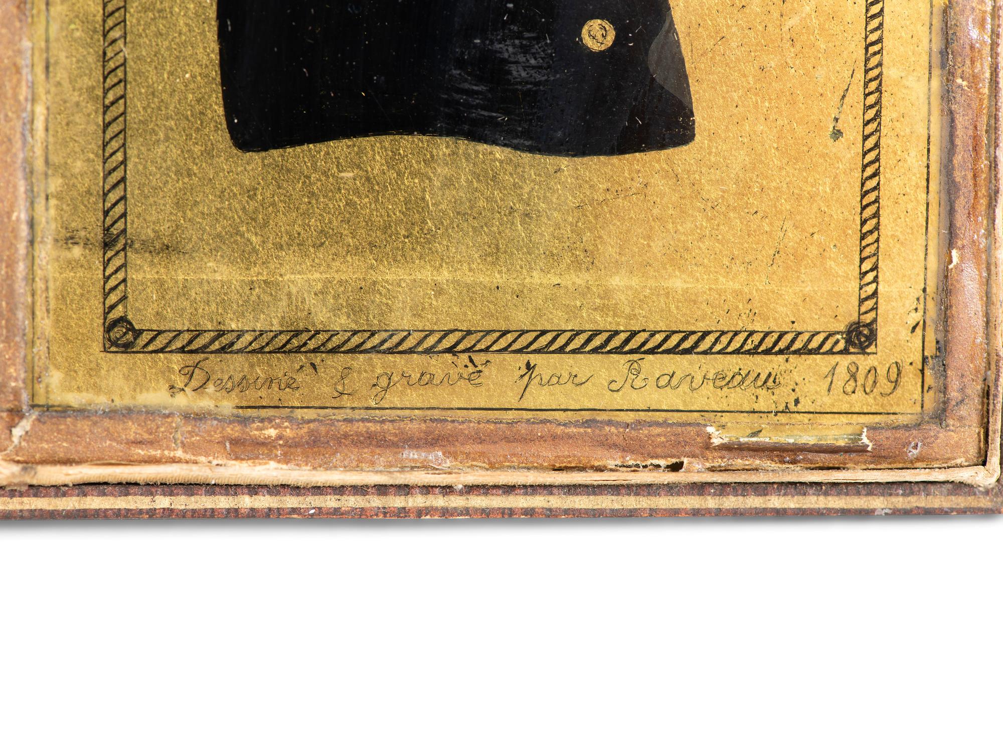 Six Verre Eglomise Silhouette Portraits of Gentlemen and Military Officers