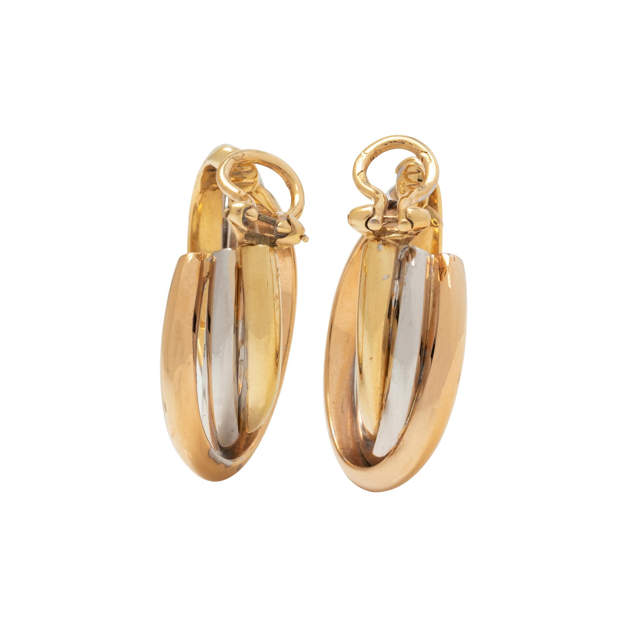 TRICOLOR GOLD HOOP EARCLIPS