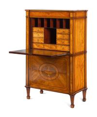 A George III Satinwood, Tulipwood and Amaranth Marquetry Fall-Front Secrétaire