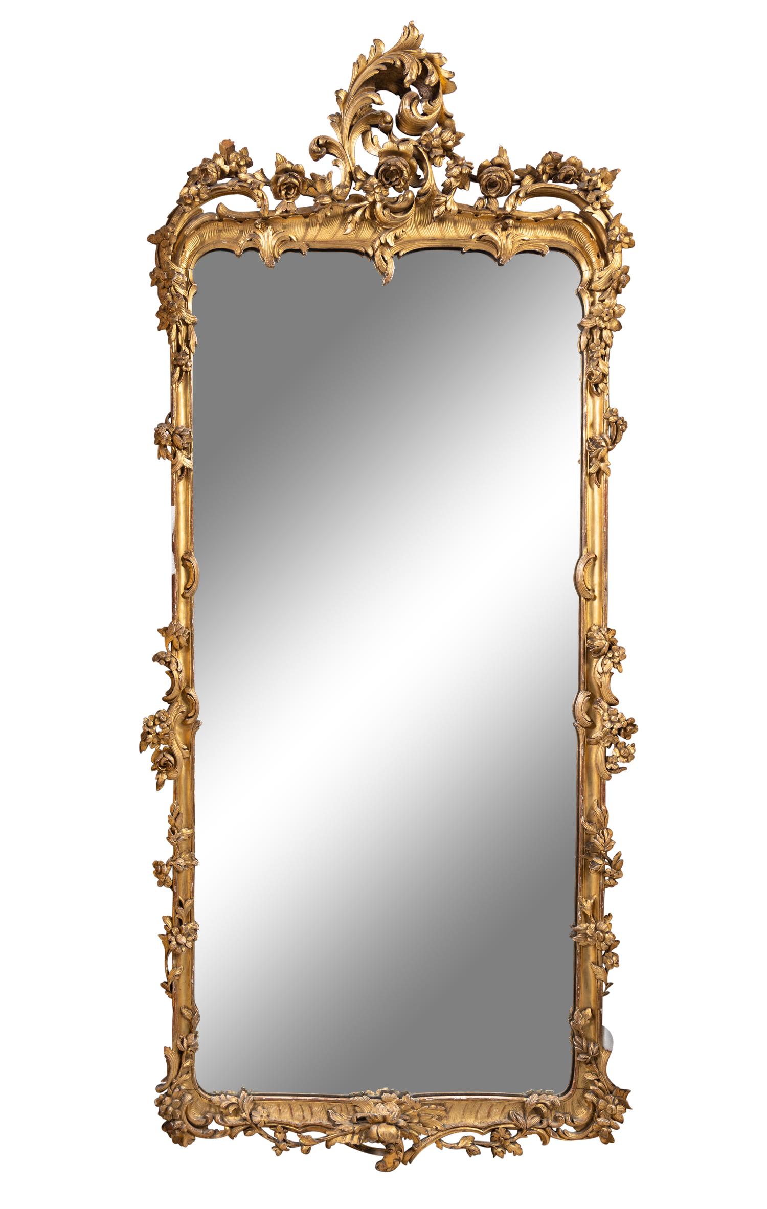 A Pair of Louis XV Style Giltwood Pier Mirrors