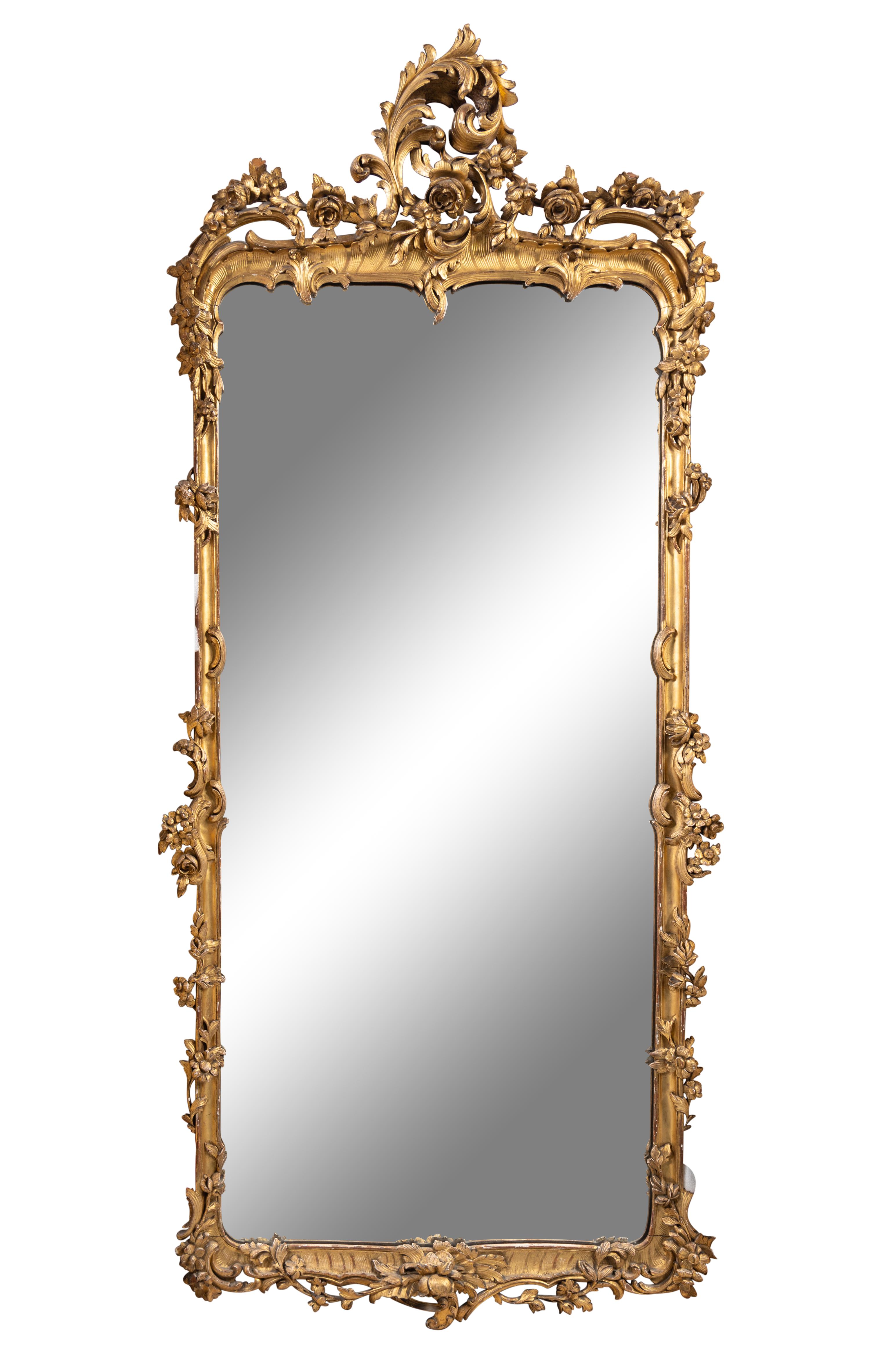 A Pair of Louis XV Style Giltwood Pier Mirrors