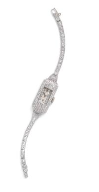 An Art Deco Platinum and Diamond Wristwatch, Patek Philippe,