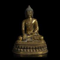 A Tibeto-Chinese Gilt Bronze Figure of Akshobhya 藏漢 鎏金銅 阿閦佛坐像