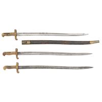 Three US Saber Bayonets for Colt Alteration Mississippi Rifles, One with Scabbard