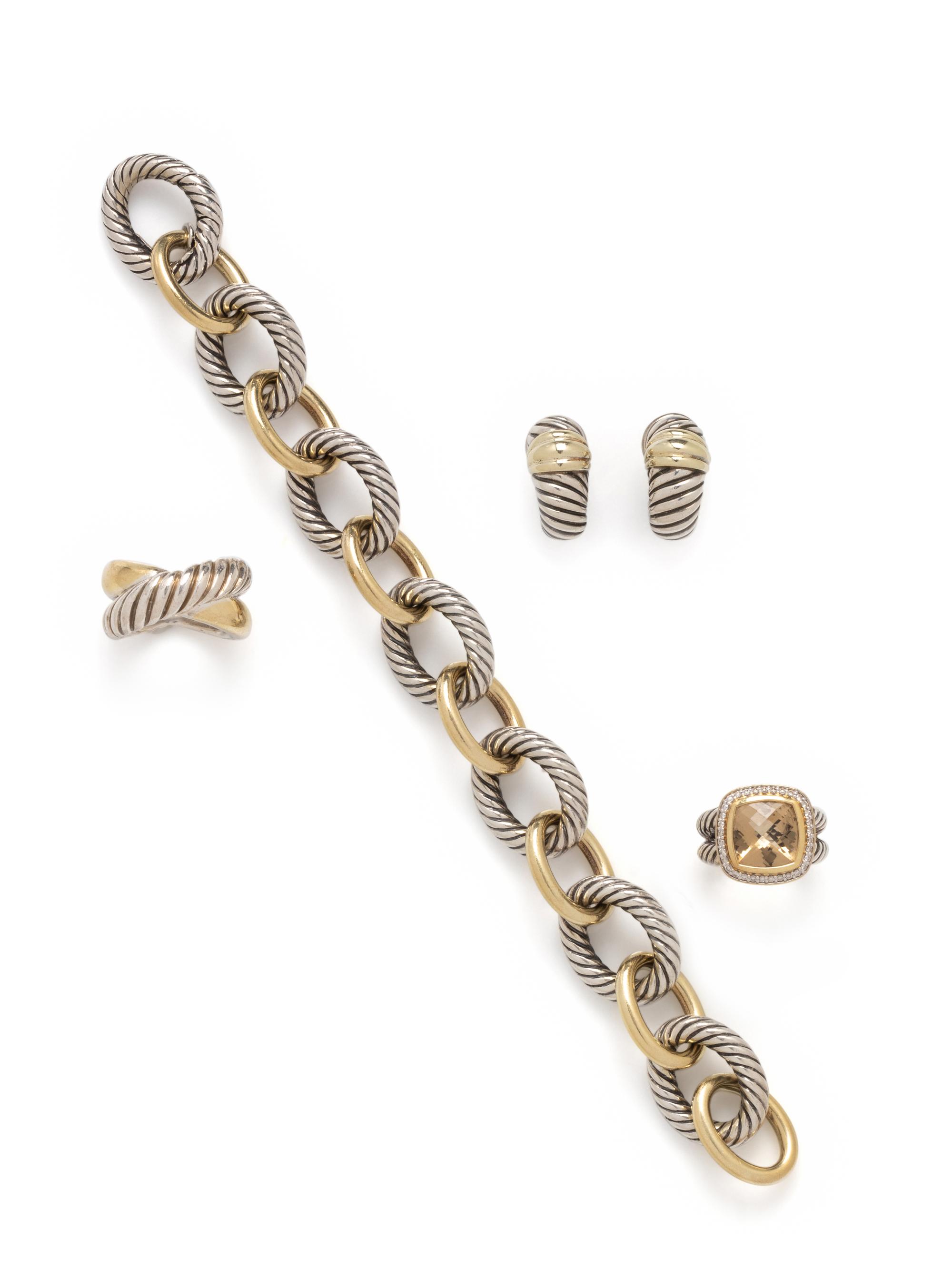 DAVID YURMAN, STERLING SILVER AND YELLOW GOLD JEWELRY