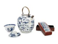 Three Chinese Blue and White Porcelain Articles