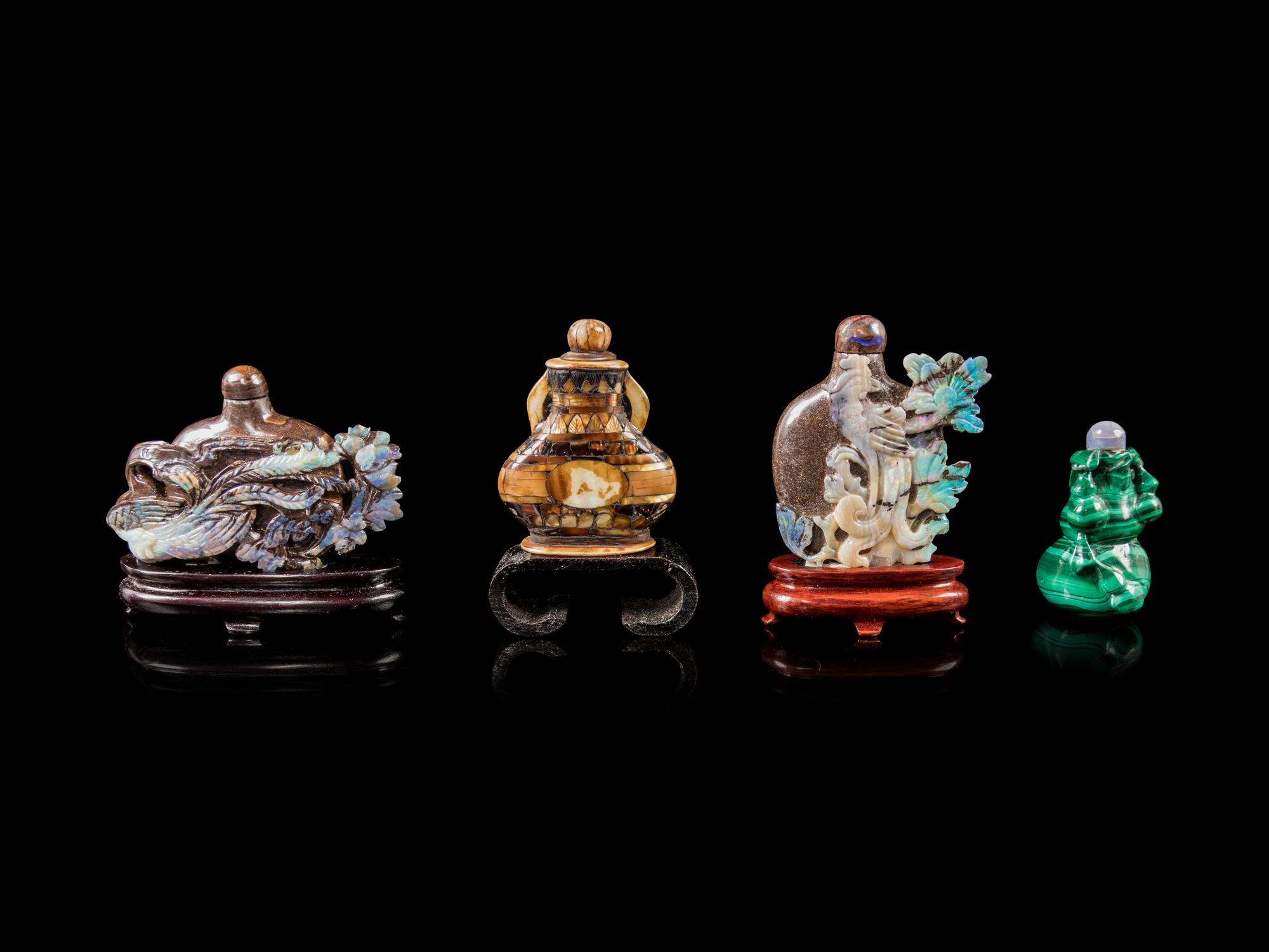 Four Chinese Hardstone Snuff Bottles
