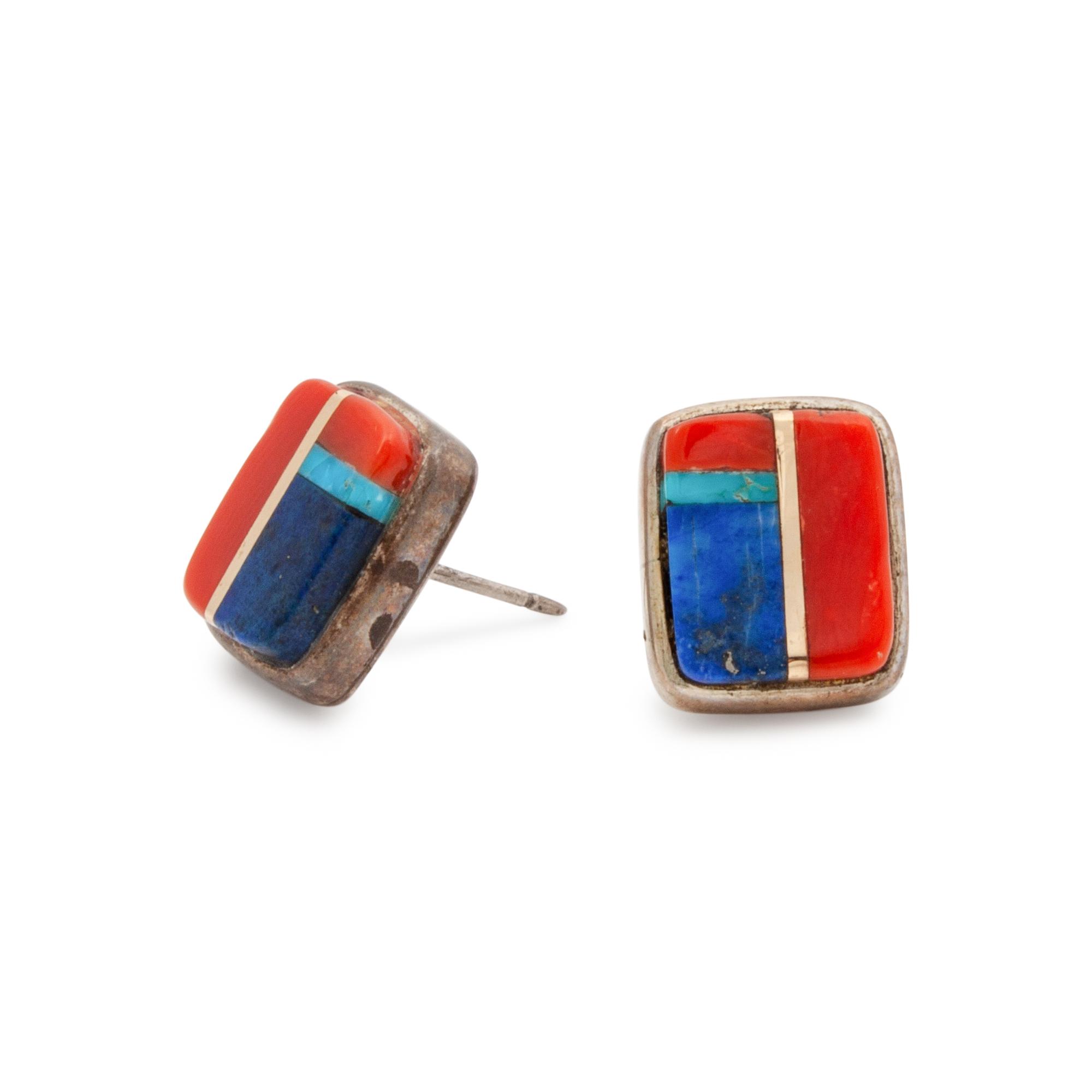 Gold and Multi-Stone Inlay Earrings Lot is located and will ship from Denver, Colorado.