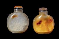 Two Chinese Carved Agate Snuff Bottles