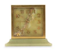 A Tiffany and Co. Brass and Onyx Clock