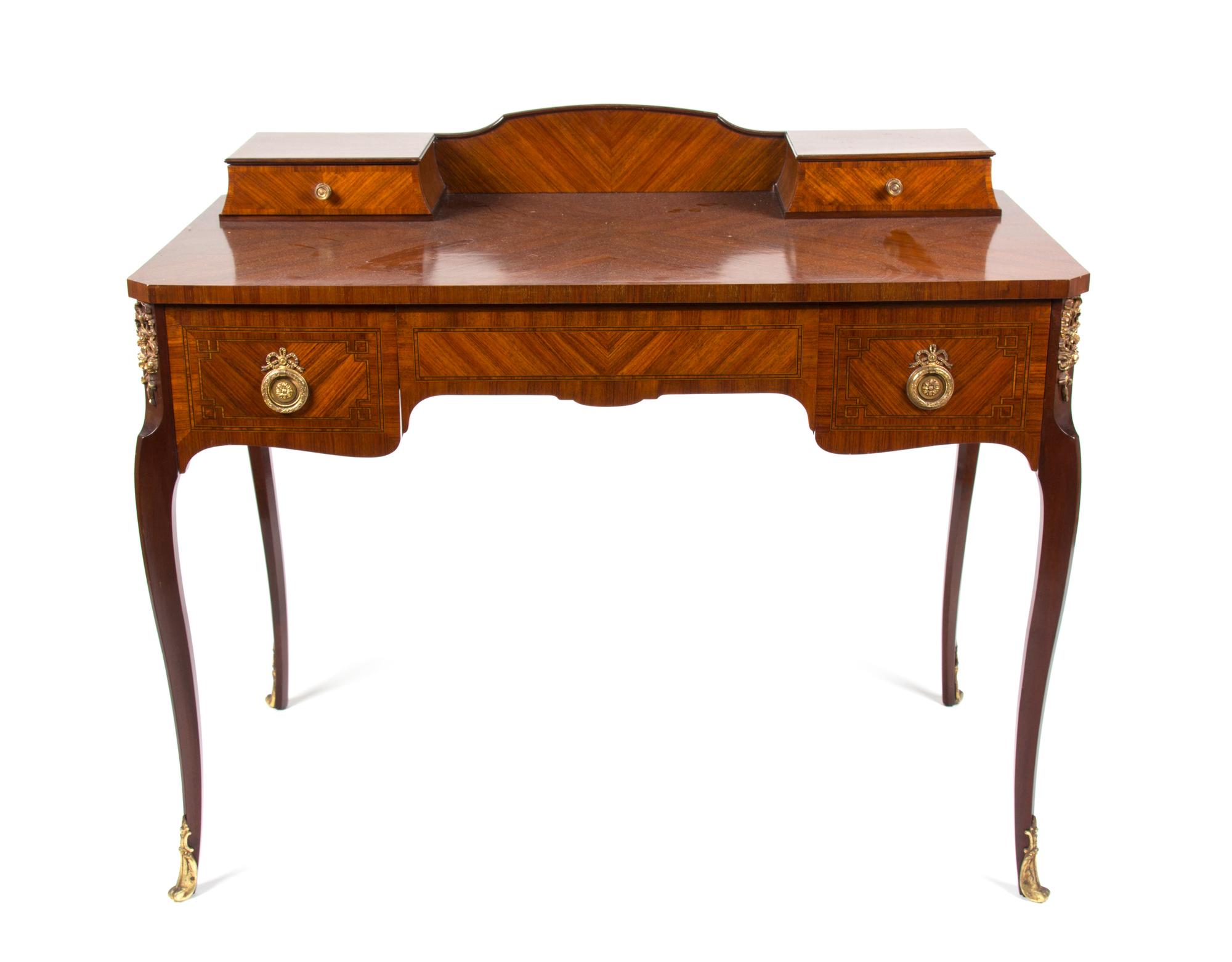 A Louis XVI Style Gilt Metal Mounted Lady's Writing Desk Height 34 3/4 x width 41 x depth 21 1/4 inches. — 20TH CENTURY