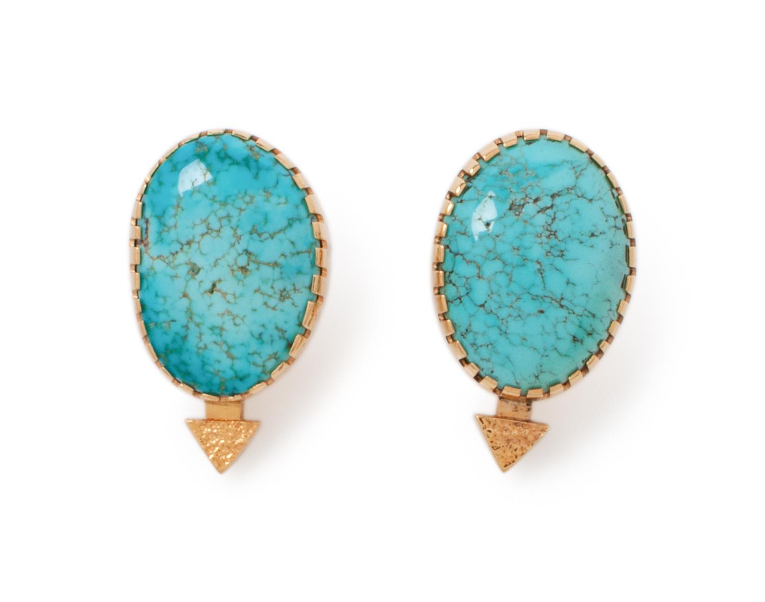 18k Gold and Turquoise Earrings