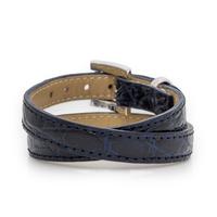 Sillam, Leather, Diamond, and White Gold Double Wrap Buckle Bracelet
