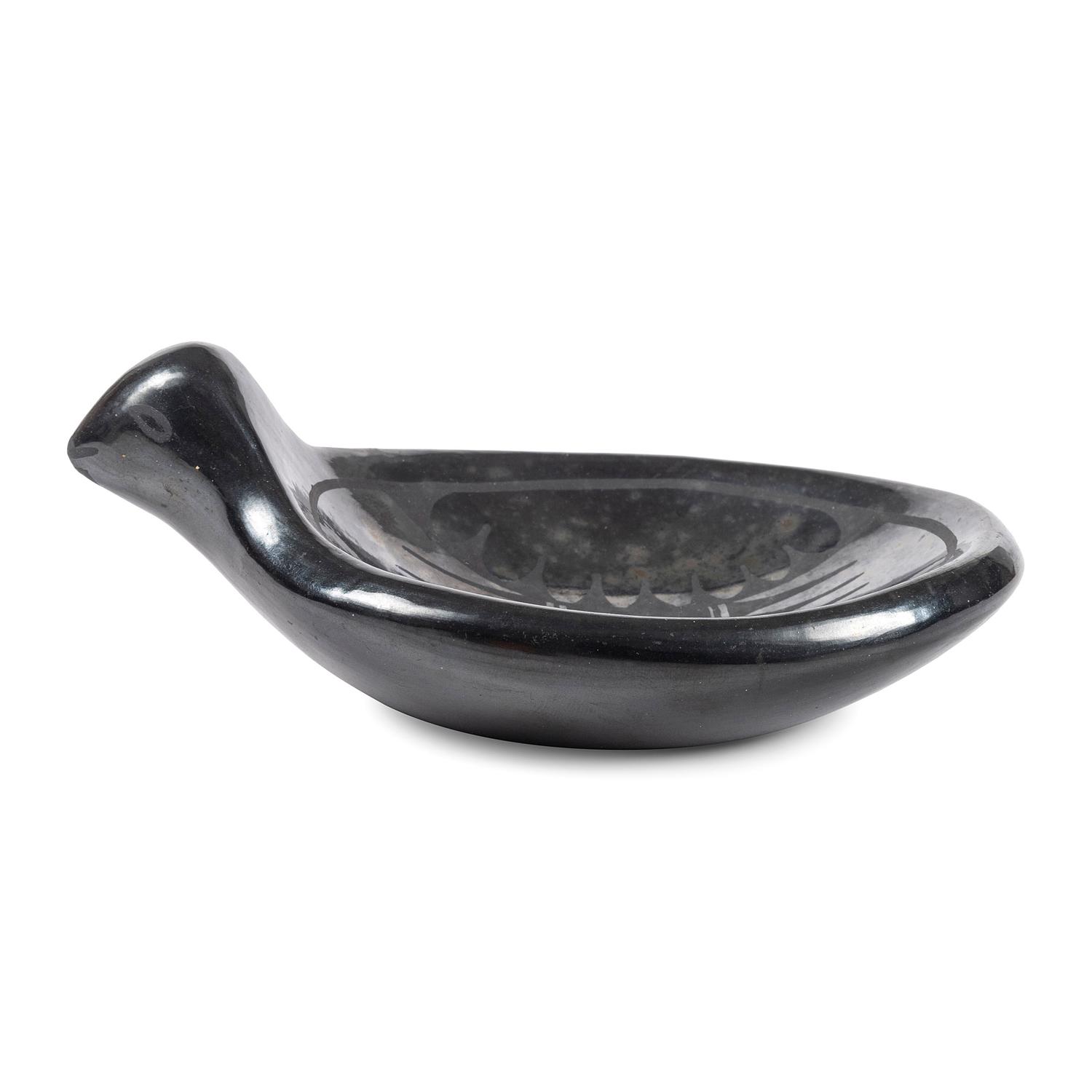 Blackware Pottery Dish, Avian Form
