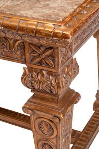 A Louis XIV Style Giltwood Marble-Top Library Table