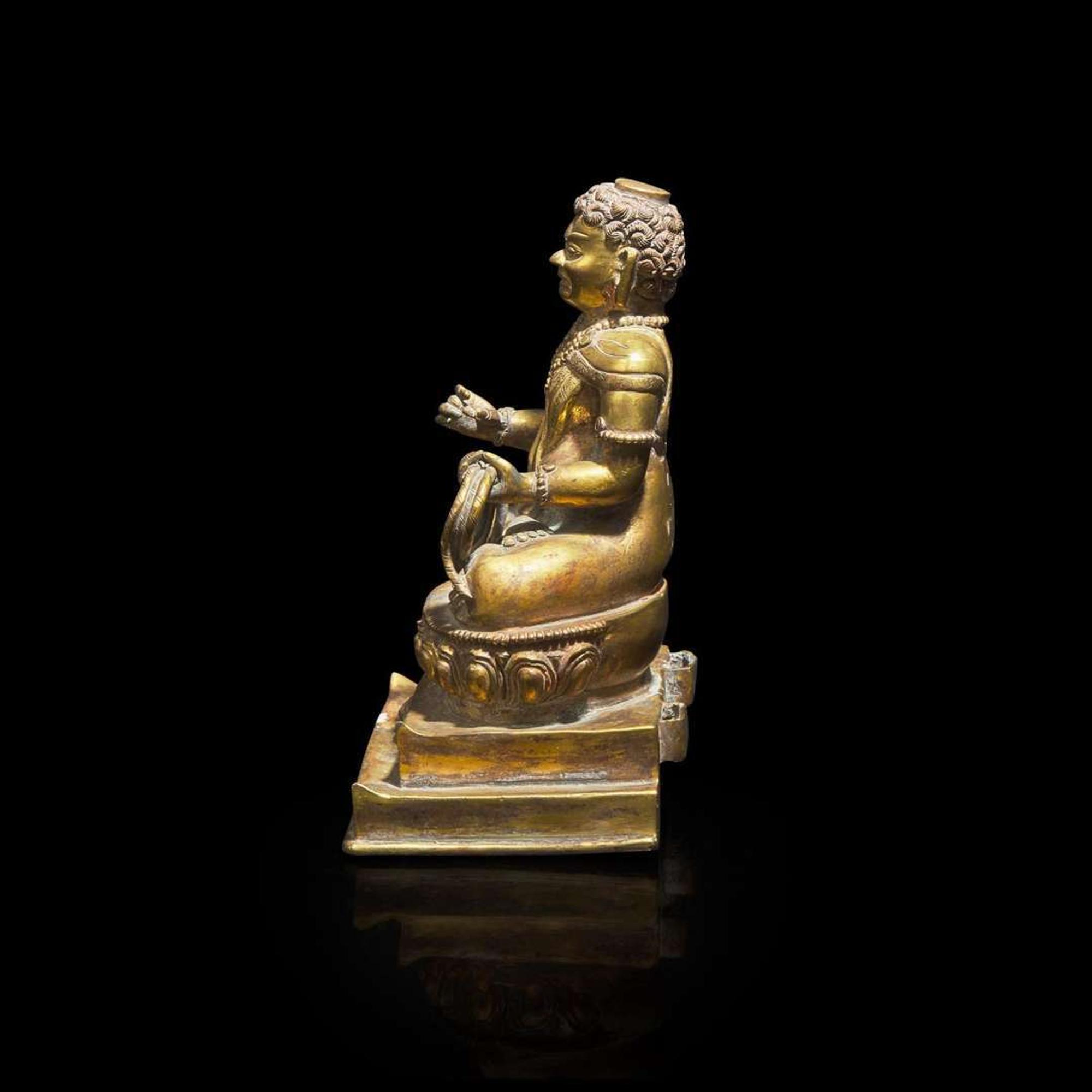 A Tibeto-Chinese style gilt copper alloy figure of Acalanathavidyaraja 藏傳佛教不動明王銅鎏金造像