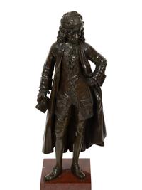 A Pair of Bronze Sculptures of Voltaire and Rousseau