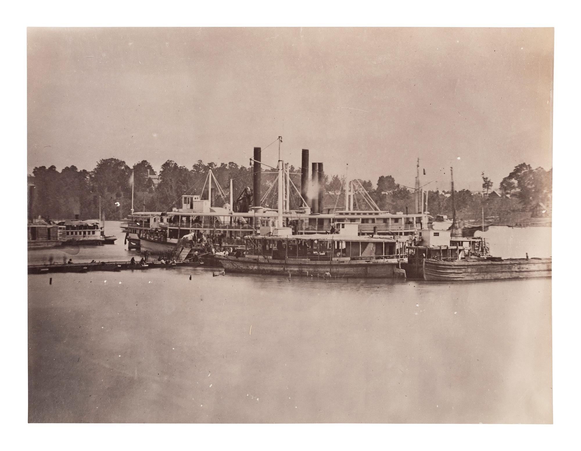 [CIVIL WAR] RUSSELL, A.J. Unloading Supplies at Port Royal , VA. 1861-1865. 2 prints, comprising: