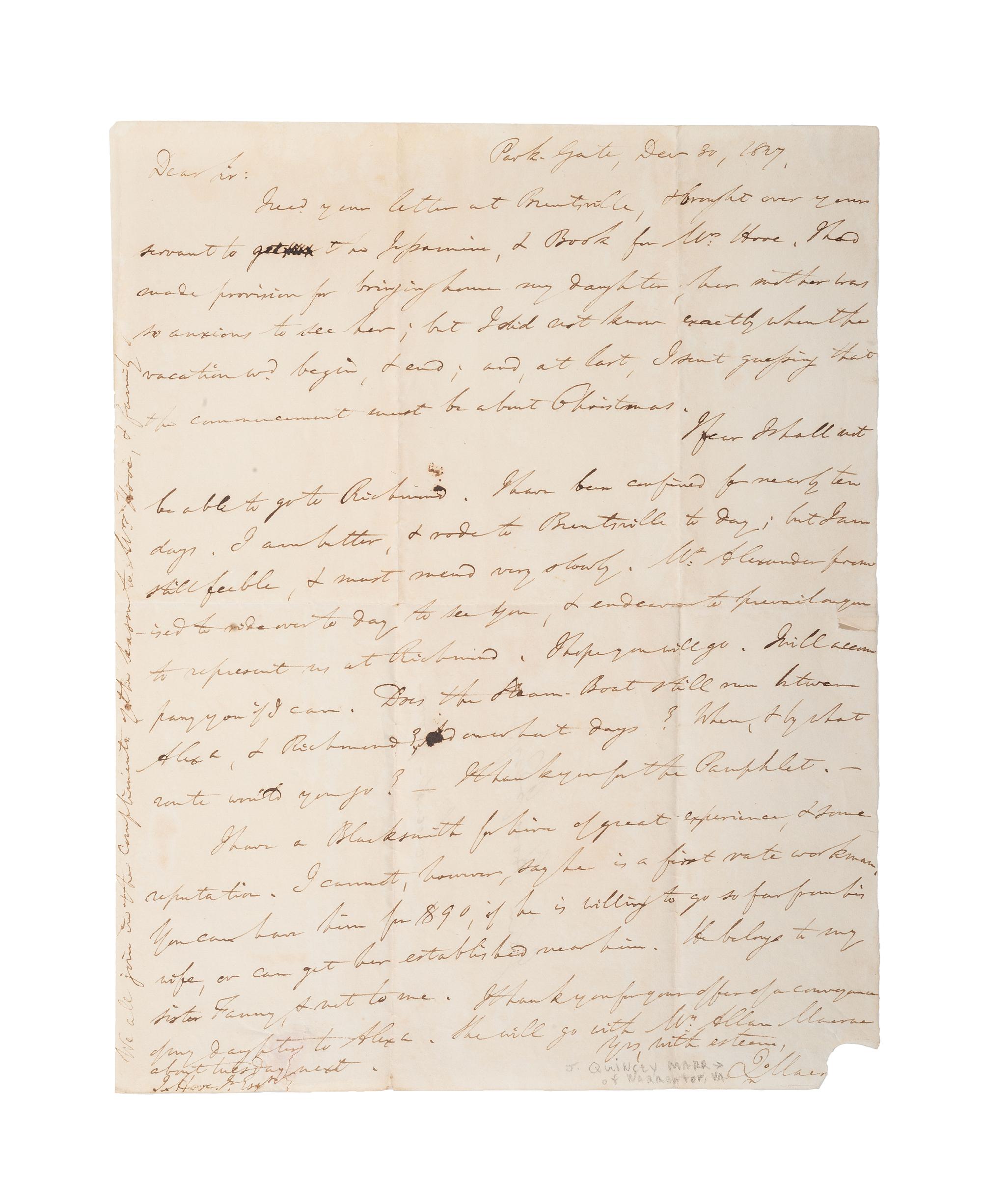[SLAVERY & ABOLITION]. A group of three letters related to enslaved individuals, comprising: