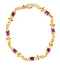 An 18 Karat Yellow Gold, Amethyst, Ruby and Diamond Necklace, Susan Berman, 35.00 dwts.