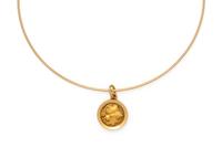 YELLOW GOLD AND COIN COLLAR NECKLACE