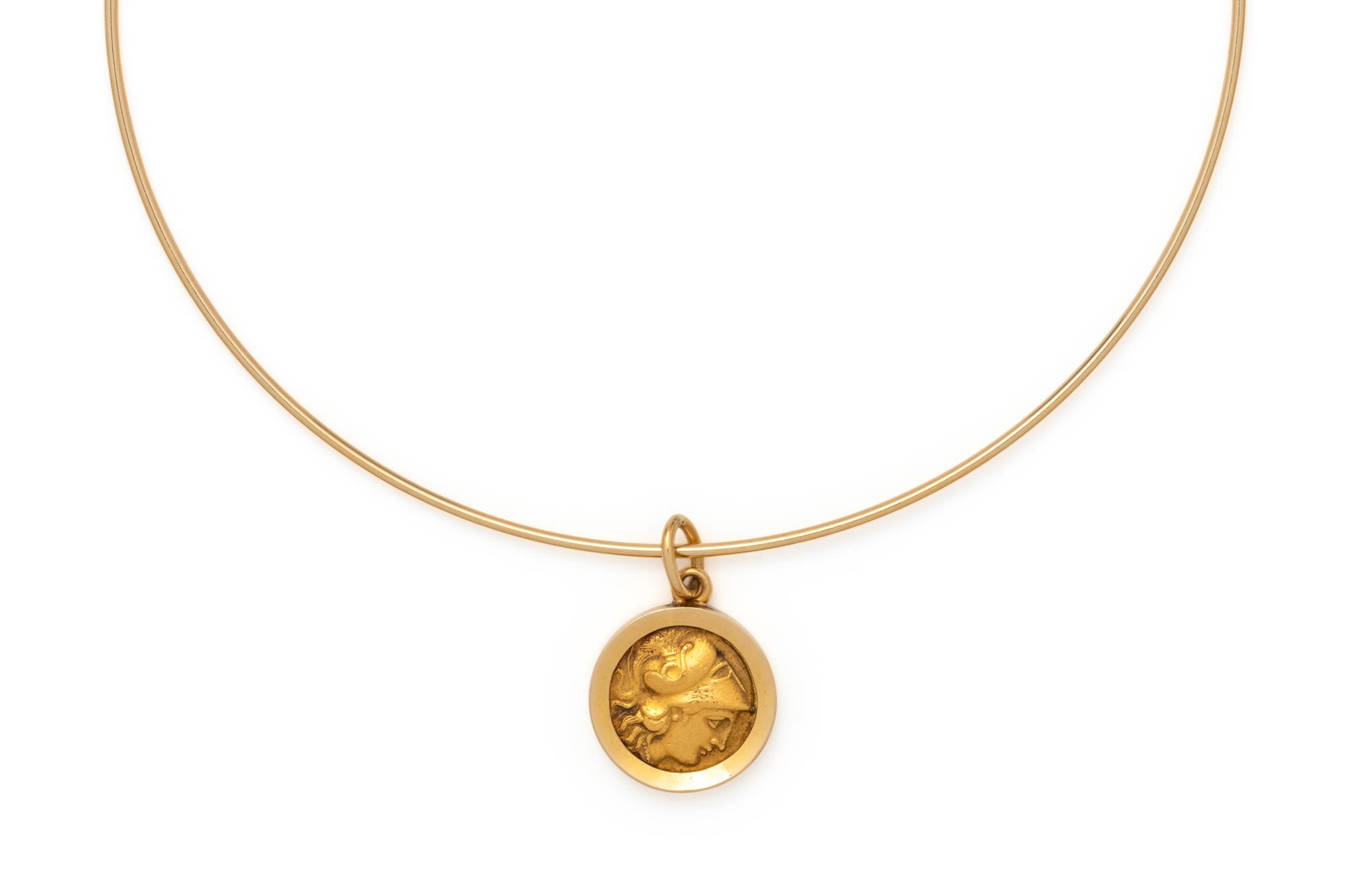 YELLOW GOLD AND COIN COLLAR NECKLACE