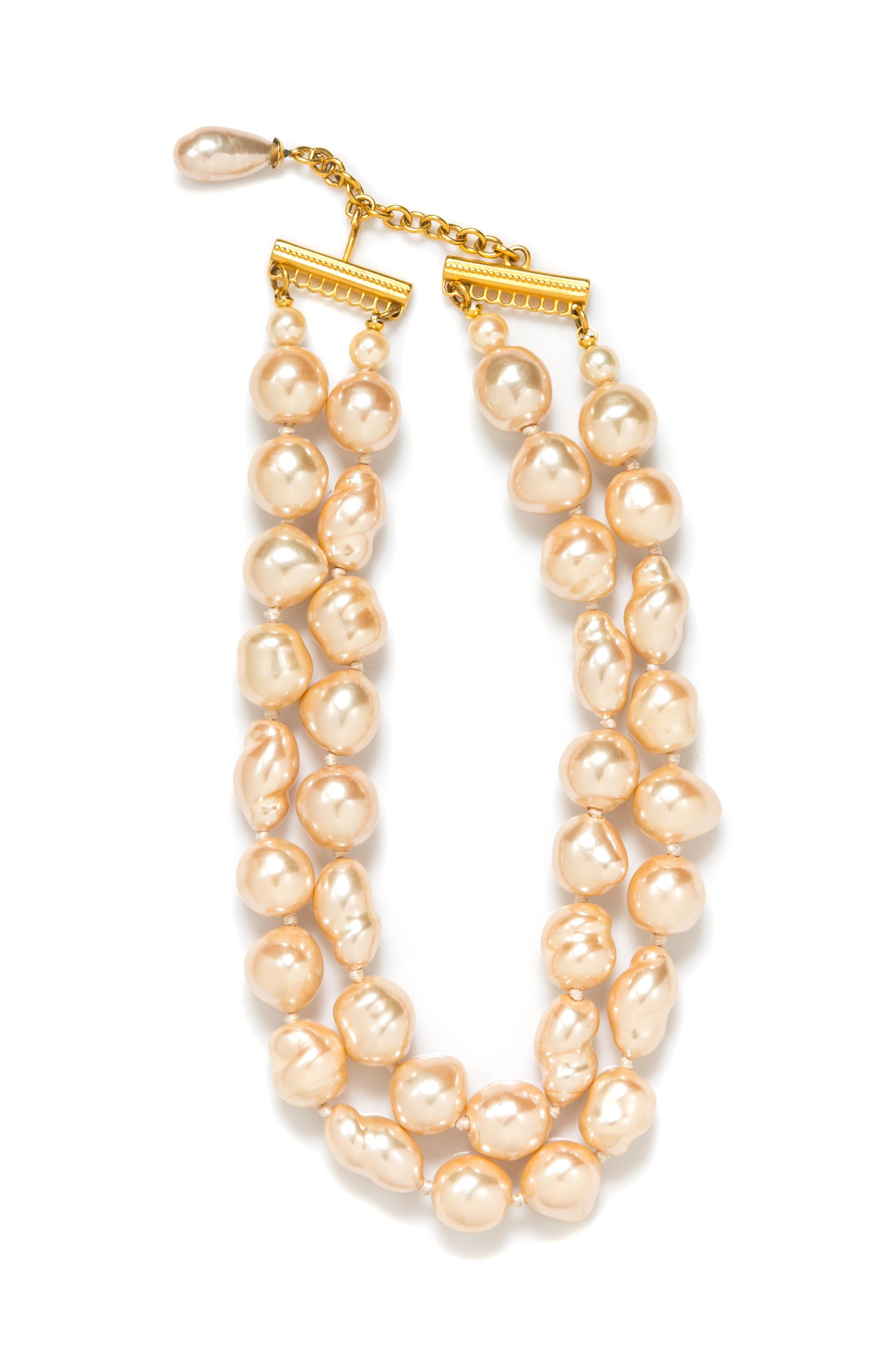 A Karl Lagerfeld Double Strand Pearl Necklace, 17".