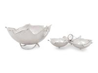 Two American Silver Leaf-Form Serving Bowls