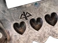 Heavily Stamped Silver Concha Belt, with Heart-shaped Repoussé