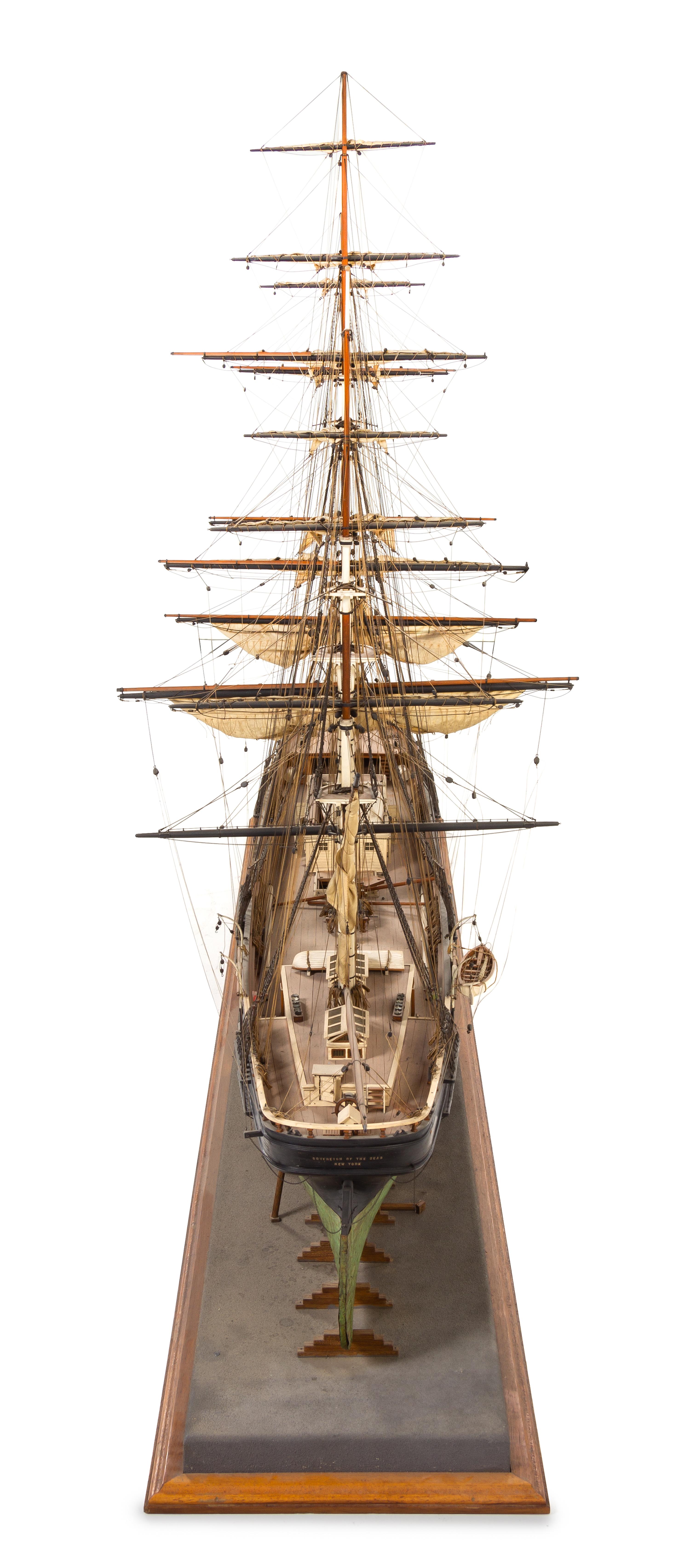 A Model of the "Sovereign of the Seas" Height of model 51 1/2 x length of base 85 3/4 inches.