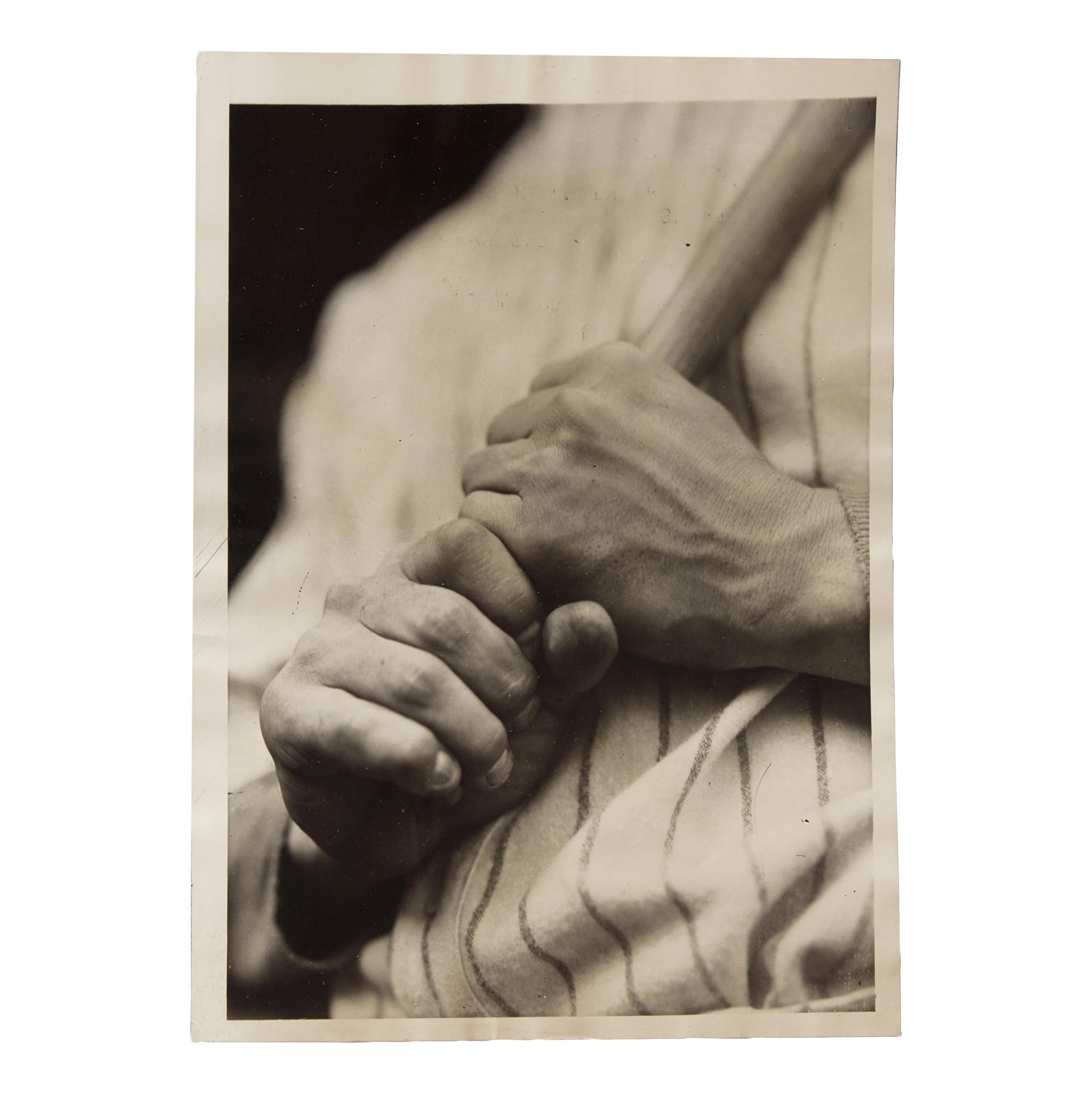 [Baseball] "The Two Big Guns of the N.Y. Yanks": A Striking Type 1 Press Photograph of Lou Gehrig's Hands