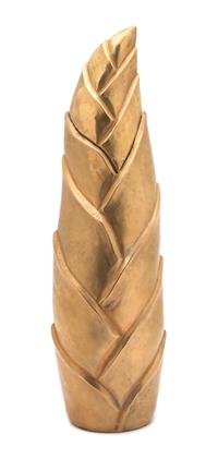 A Robert Kuo Gold Metal Weave Fluted Covered Jar Height 15 inches. — 20TH CENTURY