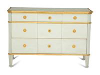 A Green Painted and Parcel Gilt Chest of Drawers