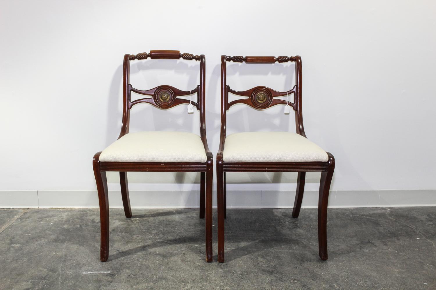 A Pair of Regency Style Mahogany Side Chairs Height 32 inches. — 20TH CENTURY
