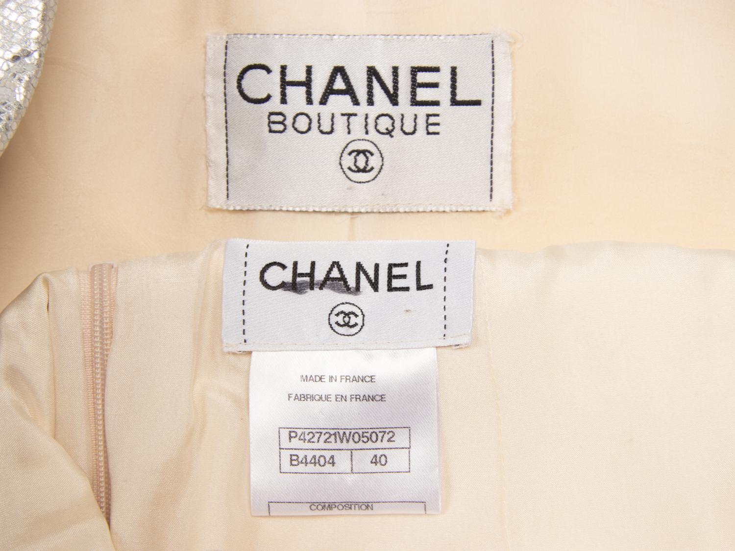 Chanel, Cream & Silver Leather Skirt Suit, 2010