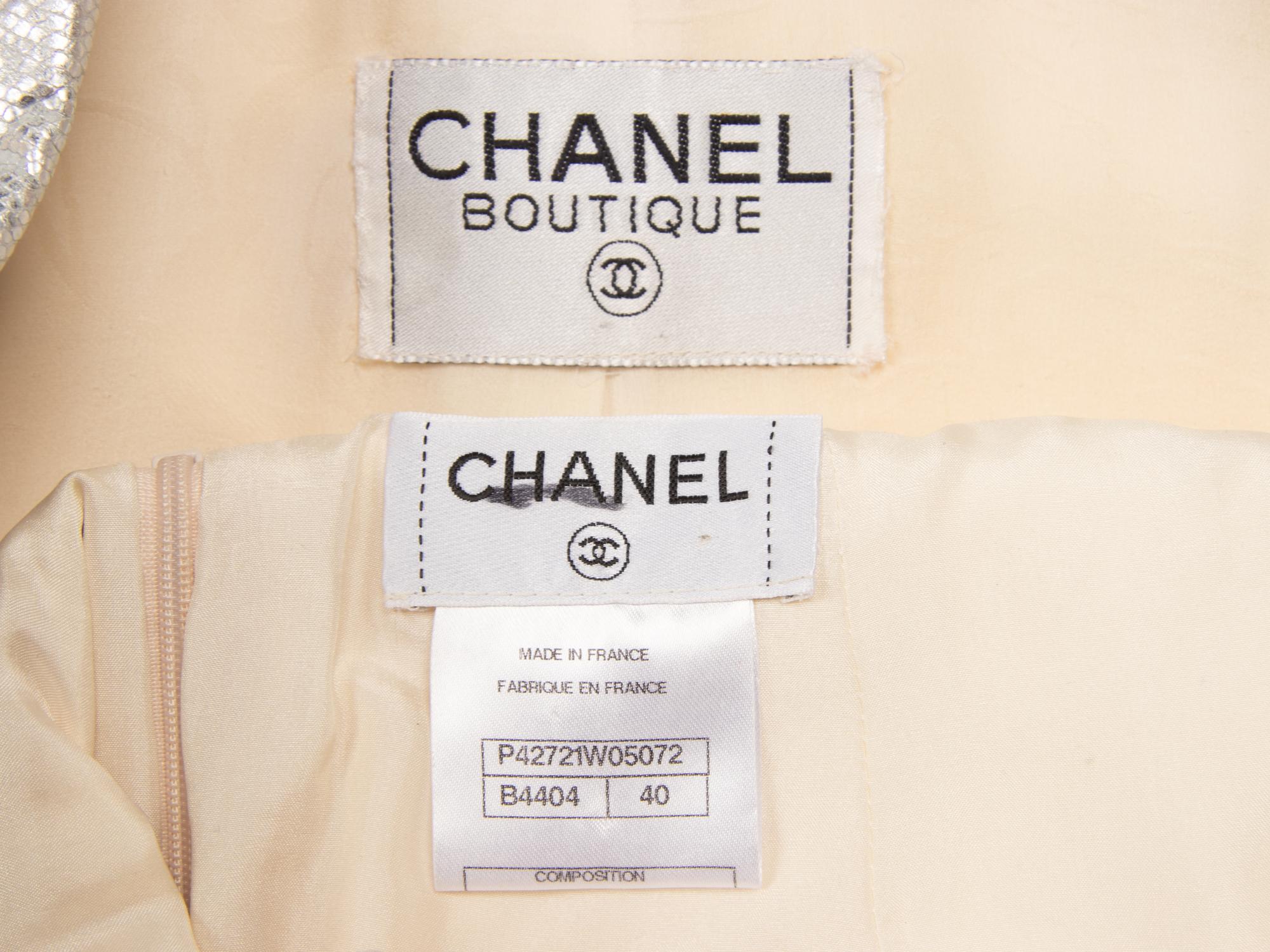 Chanel, Cream & Silver Leather Skirt Suit, 2010