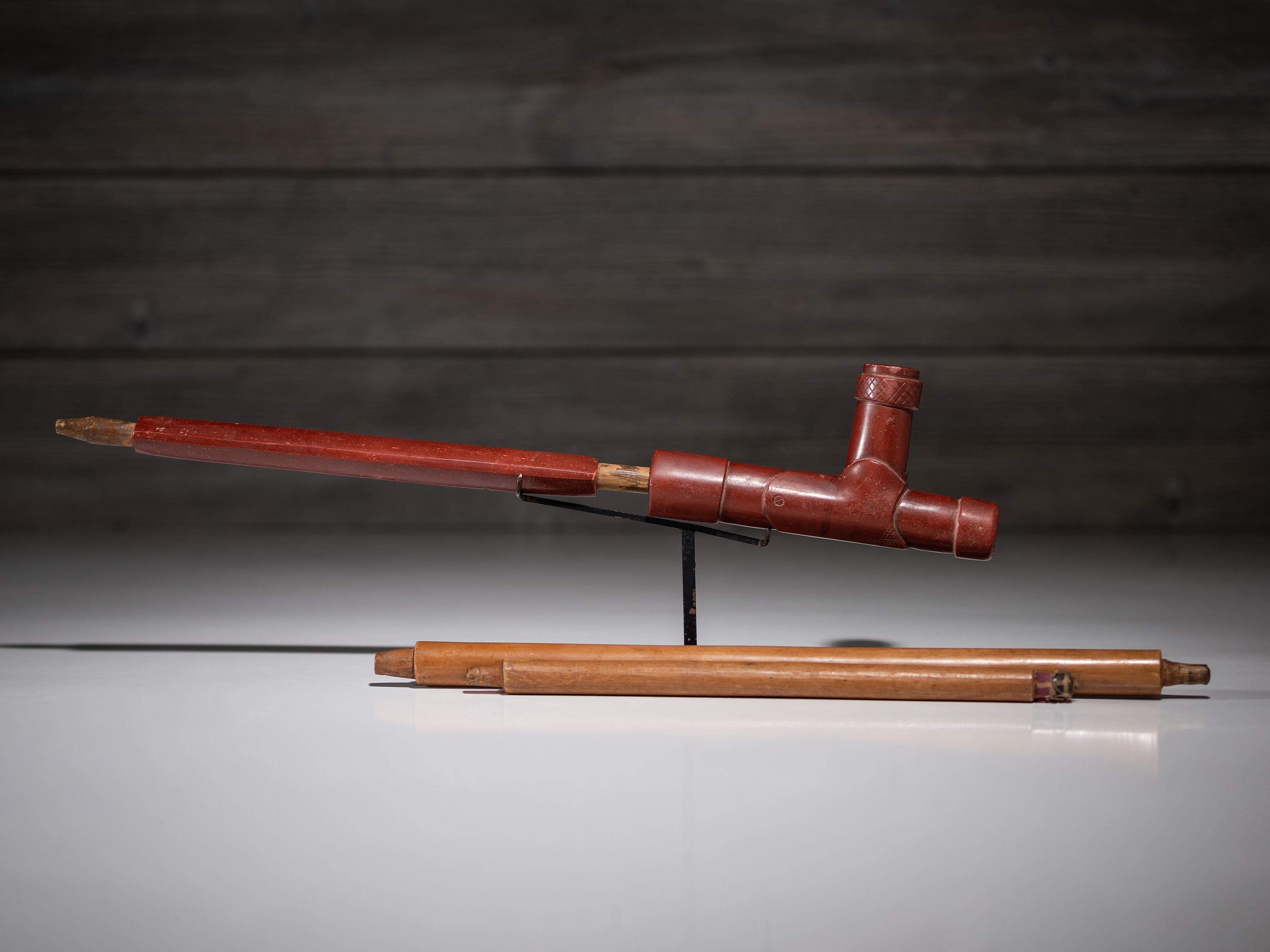 Plains Catlinite Pipe, with Additional Wood Stems